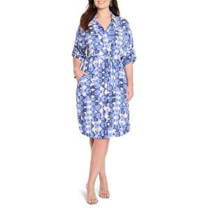 NIC+ZOE Women’s Shibori Stone Tie Belt Shirtdress Size 1X NWT Knee Length